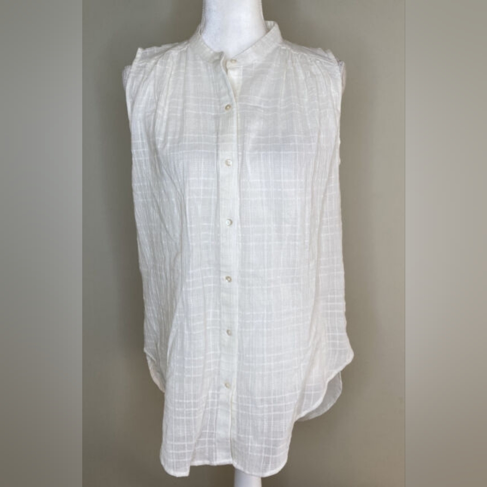 NWT Lucky Brand Women’s Sleeveless Button Up Shirt Size XL In Ivory